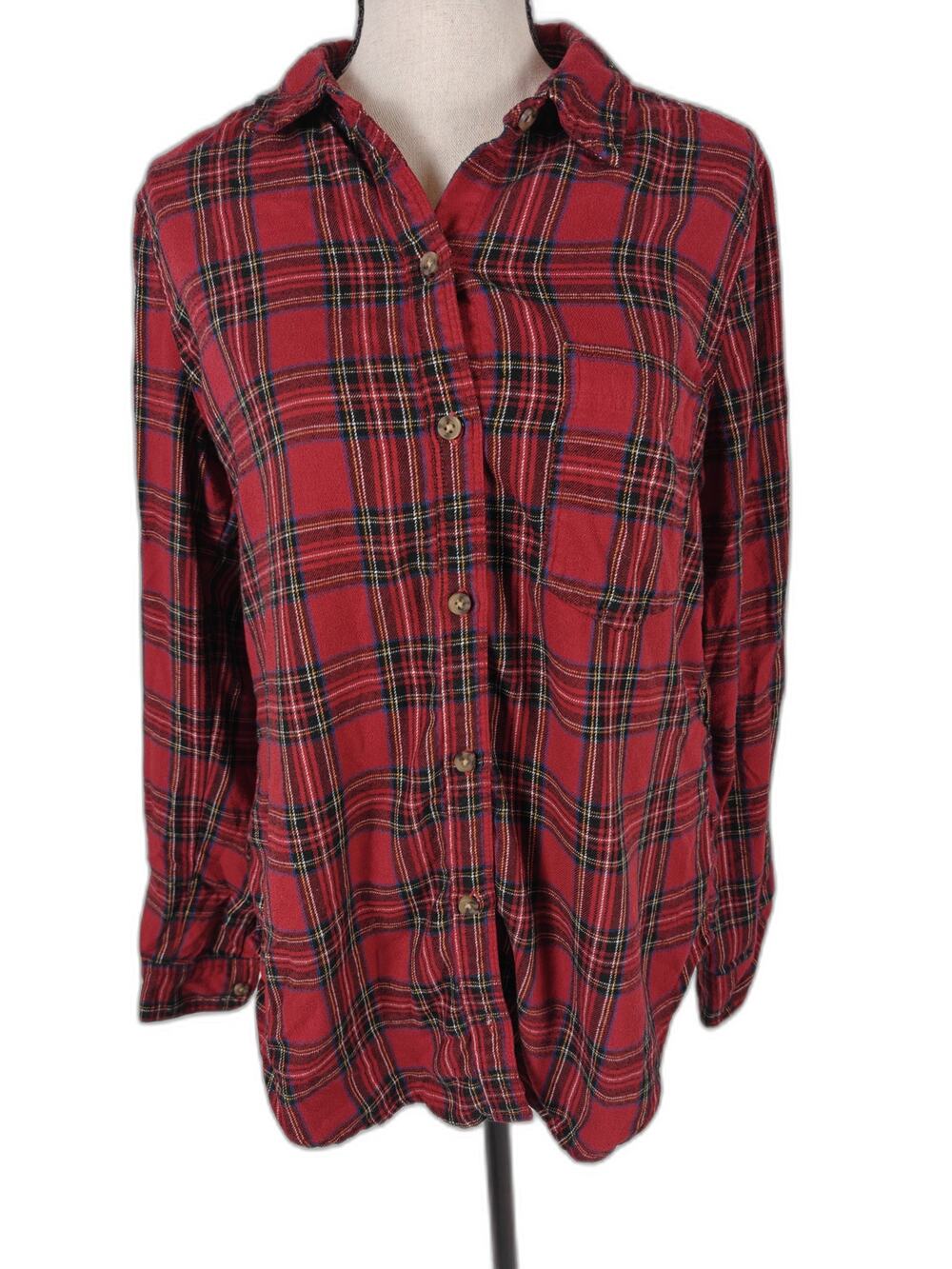 Womens Abercrombie & Fitch Flannel Shirt Red Plaid Size M